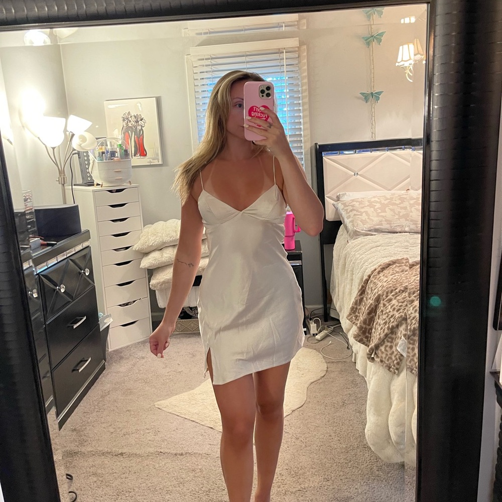 Princess Polly white satin mini dress